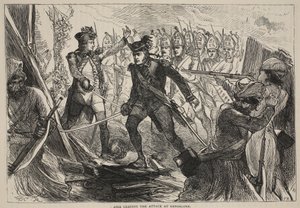 Aire leder attacken i Bangalore, illustration från Cassells Illustrated History of India av James Grant, pub. 1879 av English School