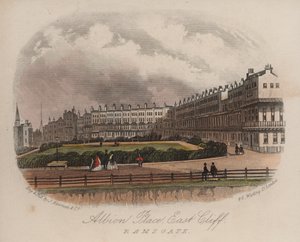 Albion Place, East Cliff, Ramsgate, Kent (färgad gravyr) av English School