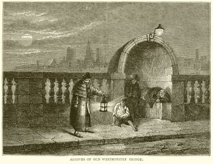 Alkover av Old Westminster Bridge av English School