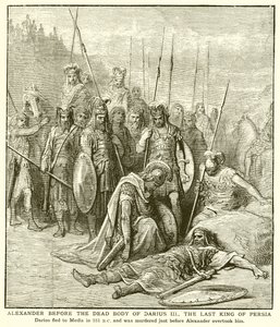 Alexander före den döda kroppen av Darius III, den siste kungen av Persien av English School