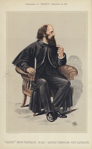 Alfred Tennyson, poetpristagare (lito i färg) av English School
