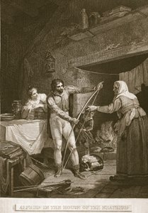 Alfred in the House of the Neatherd, illustration från David Humes The History of England, pub. av R. Bowyer, London, 1812 av English School