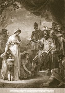 Alfred befriar familjen Hastings, illustration från David Humes The History of England, pub. av R. Bowyer, London, 1812 av English School