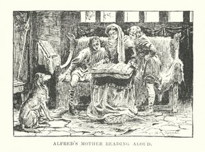 Alfreds mor läser högt (gravyr) av English School