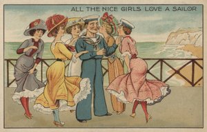 Alla trevliga tjejer älskar en sjöman (färg litho) av English School