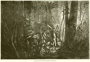Amazonas indianer som dyrkar solen