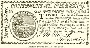 Amerikansk tjugodollarsedel (1775) av English School