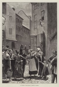 En vädjan till polisen, en skiss i Berlin (gravyr) av English School