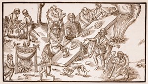 En irländsk bankett, 1581 (sepiafoto) av English School