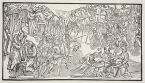 An Irish Chiefs Last Fight, 1581 (sepiafoto) av English School
