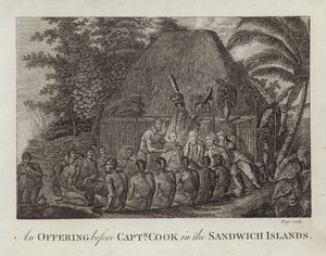 En offergåva inför Captain Cook av English School