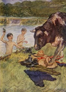En oförutsedd besökare (färg litho) av English School