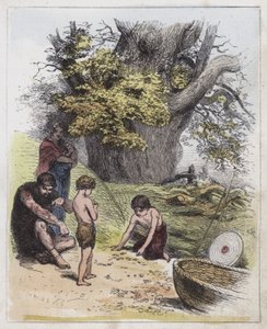 Forntida britter (färgad gravyr) av English School