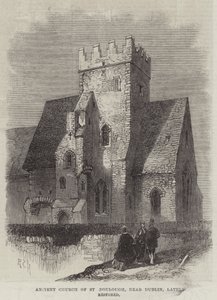 Ancient Church of St Doulough, nära Dublin, nyligen restaurerad (gravyr) av English School