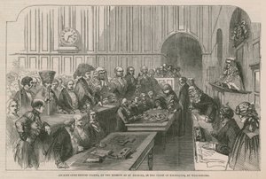 Forntida medborgerlig besittningssed, på spegeln av St Michael, i Court of Exchequer, i Westminster av English School