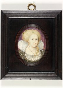 Anne av Danmark (akvarell på veläng) av English School