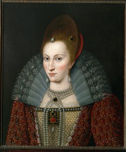 Anna av Danmark, drottning av England, hustru till Jakob I av England ... (målning på duk) av English School