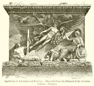 Antoninus och Faustinas apoteos. (Basrelief från Antonins kolumns piedestal.--Vatikanen) av English School