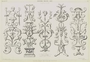 Arabesque pilastrar från graven av påven Julius II av Michelangelo i kyrkan San Pietro in Vincoli, Rom, Italien (litho) av English School