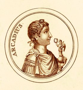 Arcadius, illustration från The Universal Historical Dictionary av George Crabb, publicerad 1825 (digitalt förbättrad bild) av English School