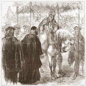Ärkebiskop Arundel i Oxford, illustration från The History of Protestantism av James Aitken Wylie (1808-1890), pub. 1878 av English School