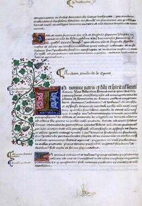 Arkiv 9432 f.15v Textblad med illuminerade initialer, från Robert Sherbornes eller Shirburns (ca 1450-1536) biskop av Chichester (pergament) av English School