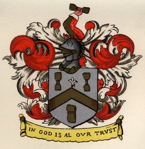 Arms of the Bricklayers and Tilers of the Gateshead Chapter, 1671, från The History of Freemasonry, volym II, publicerad av Thomas C. Jack, London, 1883 av English School