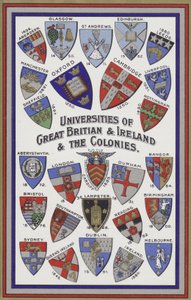Arms of the Universities of Great Britain, Ireland and the Colonies (färg litho) av English School