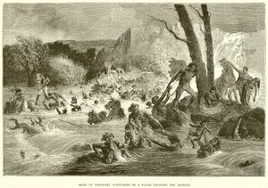 Army of Theodore omkörd av en översvämning som korsar Bashilo av English School