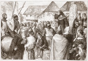 Arnold av Brescia Preaching, illustration från The History of Protestantism av James Aitken Wylie (1808-1890), pub. 1878 av English School
