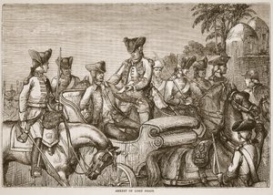 Arrestering av Lord Pigot, illustration från Cassells Illustrated History of India av James Grant, pub. 1879 av English School