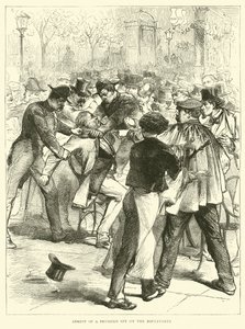 Gripande av en preussisk spion på boulevarderna, september 1870 av English School