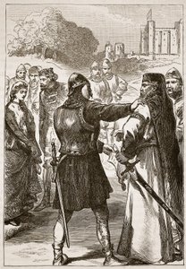 Arrestering av hertigen av Gloucester, illustration från Cassells Illustrated History of England (sepiafoto) av English School
