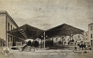 Ankomst- och avgångsskjul, Euston 1838 av English School