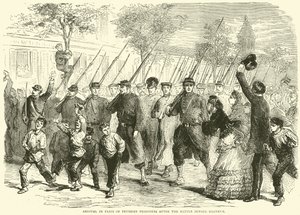 Ankomst till Paris av preussiska fångar efter slaget före Bagneux, oktober 1870 av English School