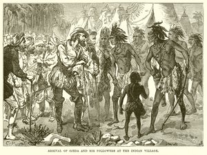 Ojedas och hans anhängares ankomst till Indian Village av English School