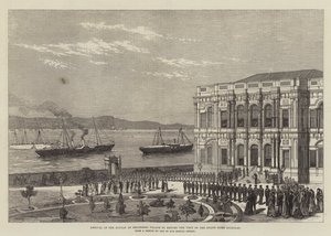 Sultanens ankomst till Beglerbeg Palace för att återvända besöket av storhertigen Nicholas (gravyr) av English School