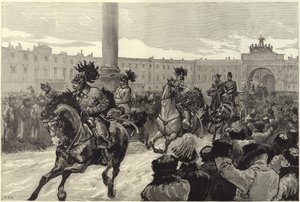 Ankomst av den nya kejsaren och kejsarinnan av Ryssland till Vinterpalatset av English School