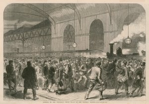 Ankomst av arbetarnas penny-tåg till Victoria Station av English School