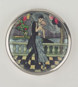 Art Deco Dancers Powder Compact, tillverkad av Stratnoid, 1920-30 (emalj) av English School