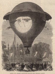 Bestigning av M Goddards Montgolfier-ballong från Cremorne Gardens av English School