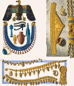 Blandade oidentifierade egyptiska smycken av English School