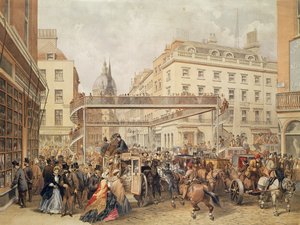 På botten av Ludgate Hill, London, pub. och tryckt av Kell Brothers, ca 1860-talet av English School