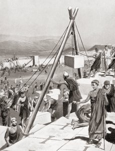 Atenare som återuppbygger sin stad under ledning av Themistokles efter den persiska invasionen av Grekland, c.479 f.Kr., från Hutchinson