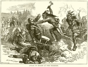 Attack av indianer vid Fort Dearborn av English School