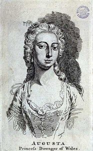 Augusta, prinsessan Dowager av Wales (1719-72), ca 1751 (gravyr) av English School