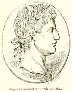 Augustus krönt med ek och oliv av English School