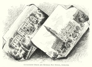 Australien: Government House and General Post Office, Adelaide (gravyr) av English School