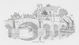 Aylesford Bridge (litografi) av English School
