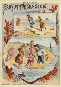 Baby vid havet (chromolitho) av English School